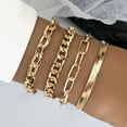 thumbnail image 4 of Lifetechs 4 Pcs/Set Women Bracelet Elegant Golden Adjustable Alloy Herring Bone Link Chain Teen Bangle Jewelry, 4 of 7