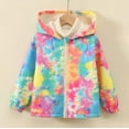 thumbnail image 2 of Lkhaha Essentials Girls Toddlers Jacket Boys Winter Plaid Print Tie-dye Color Block Fleece Lined Zipper Hooded Trendy Clothes Size 5-6 Years, 2 of 7