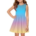 thumbnail image 2 of LTTVQM Girls Dresses Size 9-10 Casual Gradient Sundress Loose Fit Sleeveless Midi Dress Trendy Crewneck Spring Dresses Light Blue 9-10 Years, 2 of 5