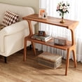 thumbnail image 4 of Narrow End Table for Living Room, Farmhouse Slim Sofa Side Table with Storage Shelves, Cherry, 4 of 5