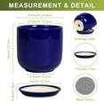 thumbnail image 6 of Ordivic 5 inch Round Blue Ceramic Planter with Drainage Hole & Saucer, Small Flower Pot for Succulents Cacti Mini Bonsai Indoor Home Office Decor, 6 of 7