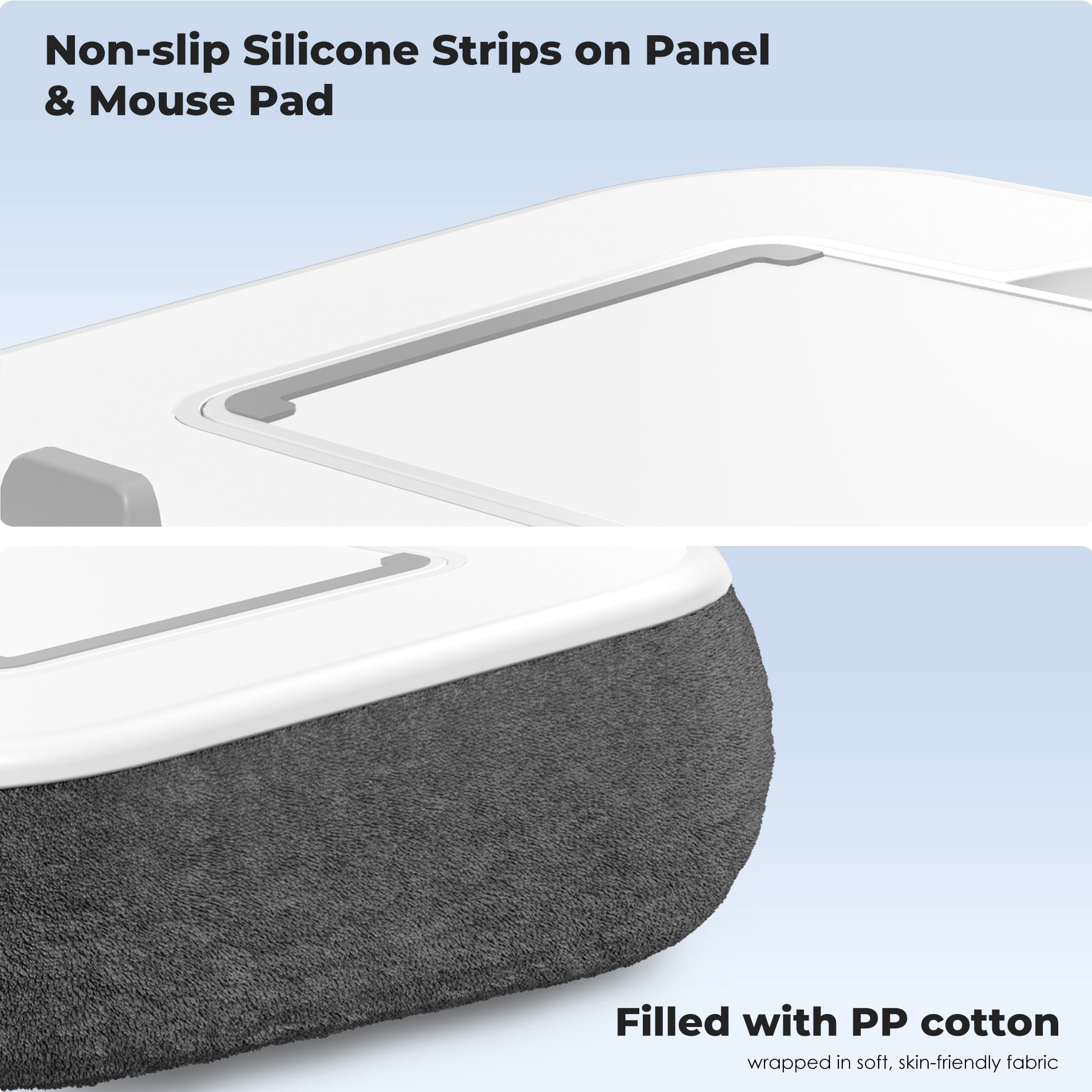 Viozon Pillow Stand with 360° Arm for Laptop, Tablet & Phone, with Mouse Pad, Cup & Snack Holder, Fits 4.7–13" Phone/Tablet and 10–15" Laptops