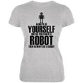 thumbnail image 1 of Halloween Always Be Yourself Robot Gris Chiné T-Shirt Doux pour Juniors, 1 of 1
