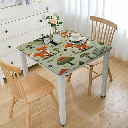 

Forest Pattern Cute Foxes Trees Square Tablecloth 36x36 Inch Washable Polyester Table Cloth Waterproof Stain Oil-Proof Anti-Wrinkle Table Cover for Kitchen Party Buffet Tabletop Decor