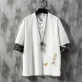 thumbnail image 4 of Camiseta de manga corta de lino y algodón bordada para hombre de estilo chino, chaqueta de traje Tang de corte fino, camiseta de manga corta de lino y algodón, 4 of 5