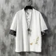 thumbnail image 4 of Camiseta de manga corta de lino y algodón bordada para hombre de estilo chino, chaqueta de traje Tang de corte fino, camiseta de manga corta de lino y algodón, 4 of 5