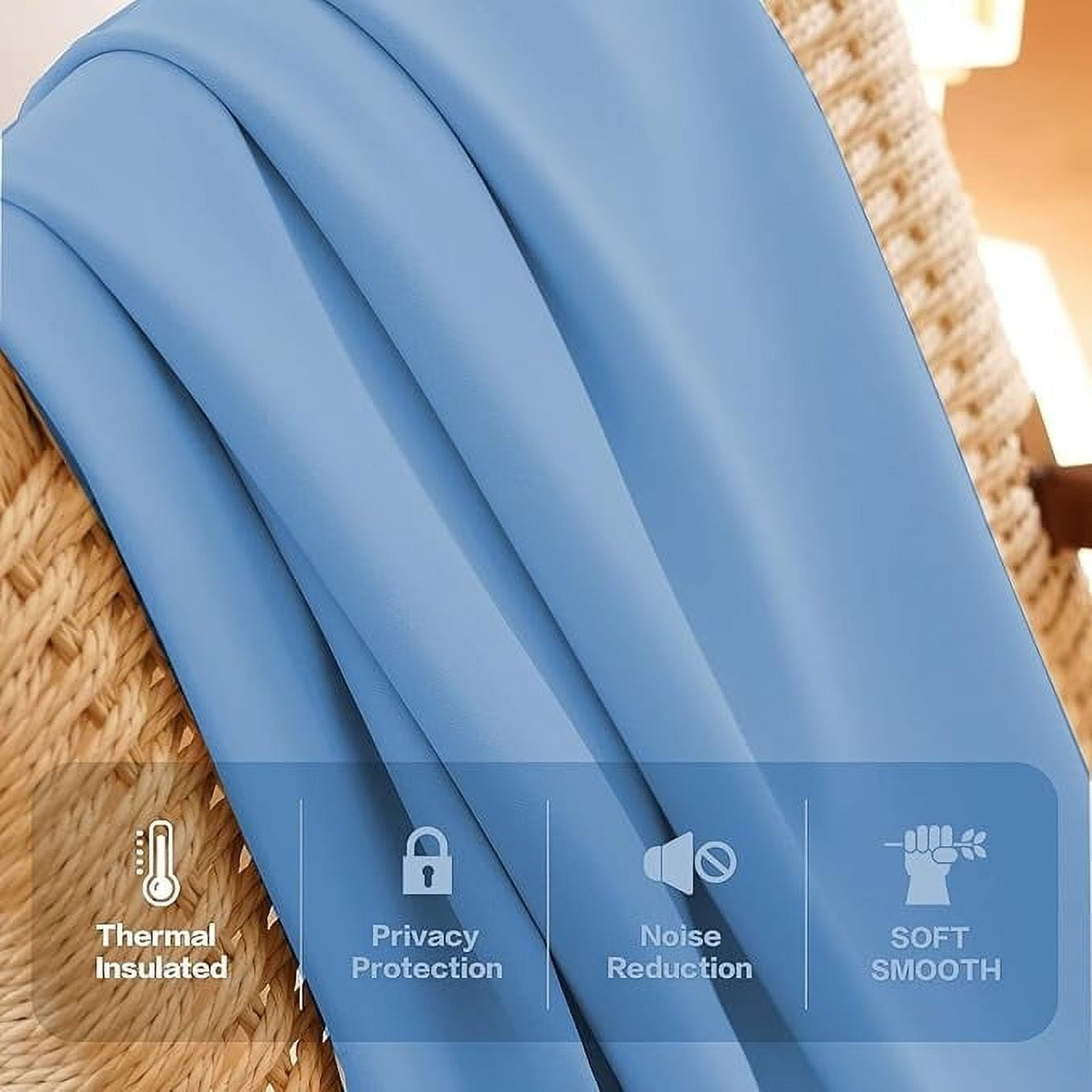 Homi Drapes Triple Pinch Pleated Blackout Curtains Thermal Insulated Room Darkening Drapes for Bedroom/Livingroom Along with 2 Panels,Tiebacks,Hooks (Aqua Blue, 52"x63")
