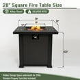 thumbnail image 4 of 28" Propane Fire Pit Table, SHINPT Outdoor Gas Fire Pit Table, 50000 BTU Square Steel Fire Pit with Beautiful Wicker Base, Gas Fireplace for Garden, Patio, Yard, Backyard, Add Warmth to Parties, 4 of 8