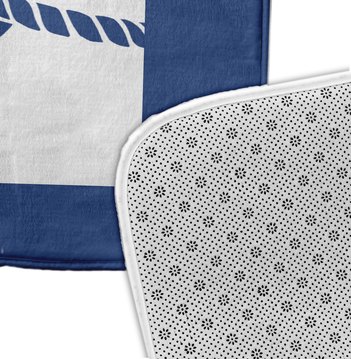 Simply Daisy 24" x 17" Plush Microfiber Blue Nautical Knot Bath Mat