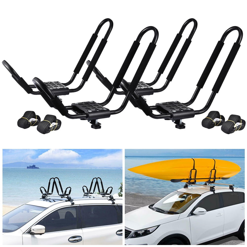 2 Pairs J-Bar Rack HD Kayak Carrier Canoe Boat Surf Ski Roof Top Mount Car  SUV Crossbar 