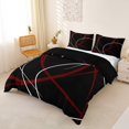 thumbnail image 2 of Homewish Red White Lines Duvet Cover Queen,Abstract Modern Queen Bedding,Black Red,Black Reversible,3 Pieces,1 Duvet Cover and 2 Pillowcases, 2 of 6