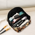 thumbnail image 2 of FORMRS Makeup Bag Travel Cosmetic Organizer for Women Fold Flat Zipper Pouch with Handle, Gold Flower, 2 of 8