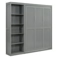 MUIRNAXI Full Size Murphy Bed Wall Bed with Shelves,Gray