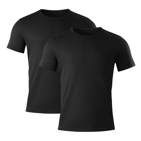 2 Pack Men's Quick Dry Workout T-Shirts Short Sleeve Activewear Moisture Wikcing Gym Running Tee Shirts Breathable Tee Top, Black & Black, L