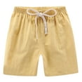 thumbnail image 2 of Linen Shorts Boys Drawstring Linen Shorts Breathable Casual Shorts Summer Girls Boys Shorts (Yellow 2T), 2 of 2