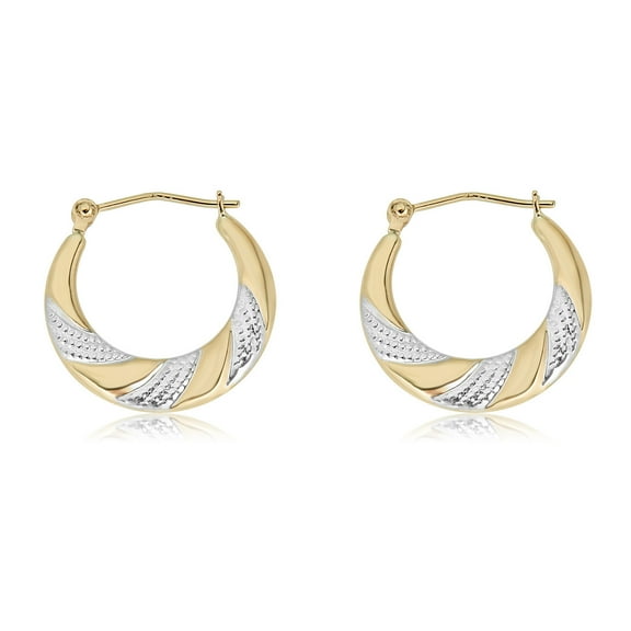 AVORA 14K Gold Two-Tone Diamond-Cut Twist Hoop Earrings