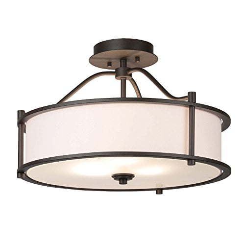 Semi Flush Mount Ceiling Light 18 Inch 3 Close To With Fabric Shade And Frost Glass Diffuser In Dark Bronze Drum Xinbei Lighting Xb Sf1199 Db Com Semi Flush Mount Ceiling Light 18 Inch, Flush Mount Ceiling Light Replacement Globe