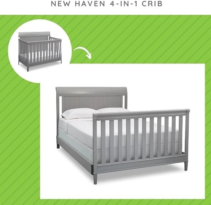 Full-Size Conversion Kit Bed Rails for Haven & New Haven Crib by Delta Children - #0050 (Grey - 026)
