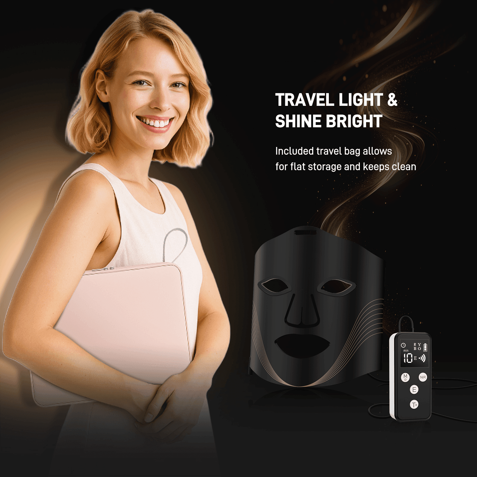 RACCOMB Red Light Therapy for Face, 6 Light Modes Portable Led Face Mask Light Therapy, near Infrared 850 Red Light, 400 LED Beads, Timing Function, Skincare at Home & Travel