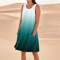 thumbnail image 1 of WILLBEST Vestidos Largos Vestido De Lino Para Mujer, Vestido Playero Informal Hasta La Rodilla, Sin Mangas, Estampado De Verano, Con Bolsillos, 1 of 3