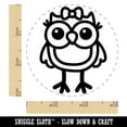 thumbnail image 2 of Cute Girl Owl with Bow Self-Inking Rubber Stamp Ink Stamper - Green Ink - Small 3/4 Inch, 2 of 7