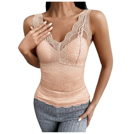 

Rovga Lingerie For Women Lace Solid V Neck Winter Trim Padded Vest Thermal Underwear Plus Velvet Base Shirt Intimates Lingeries Chemise Nightie