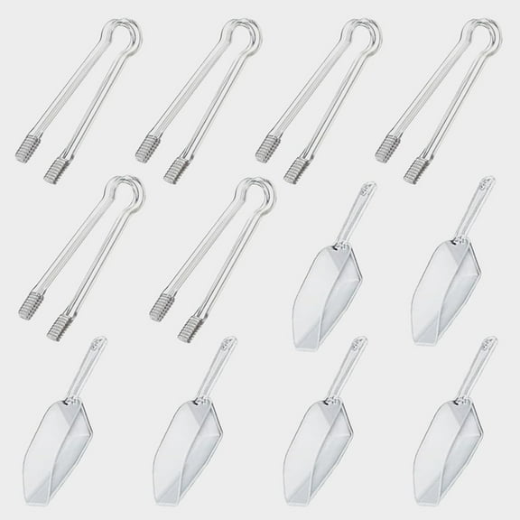Plastic Ice Tongs and Scoops Mini Kitchen Tongs Utility and Ice Shovel Buffet Scoop for Cocktail Whiskey Tea Party Candy Dessert Buffet