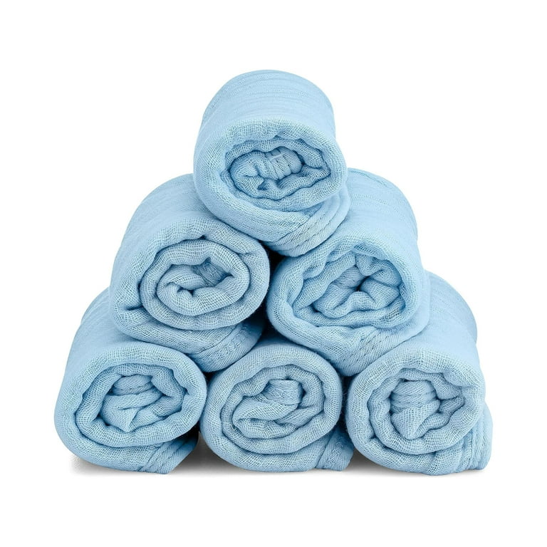 Muslin Burp Cloths 6 Pack Large 100% Cotton Hand Washcloths 6