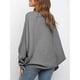 thumbnail image 5 of Suéter Holgado de Cuello Redondo y Larga con Mangas Abullonadas y Mangas Murciélago para Mujer Gris L, 5 of 6