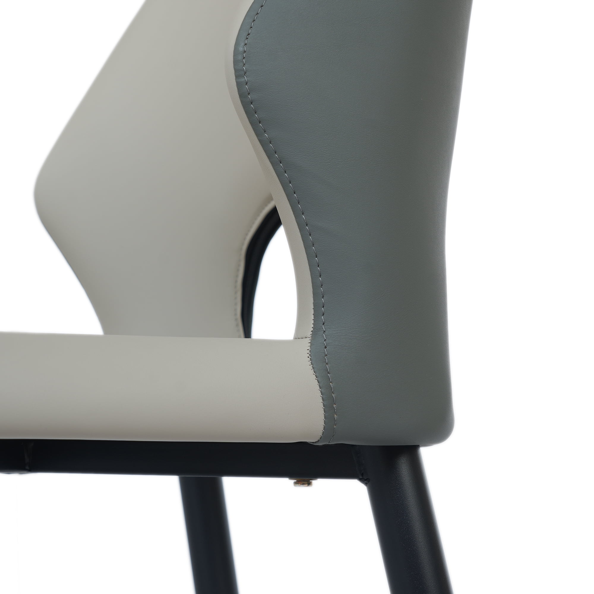 bokifol Dining Chairs Set of 2 for Kitchen, Modern Leather Upholstered Armless Side Chairs,Gray