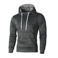 thumbnail image 2 of Momasggi Men's Hoodies Pullover Casual Long Sleeve Drawstring Athletic Hooded Sweatshirt with Pockets Slim Fit Solid Color Basic Sweatshirts Dark Gray 3XL, 2 of 5
