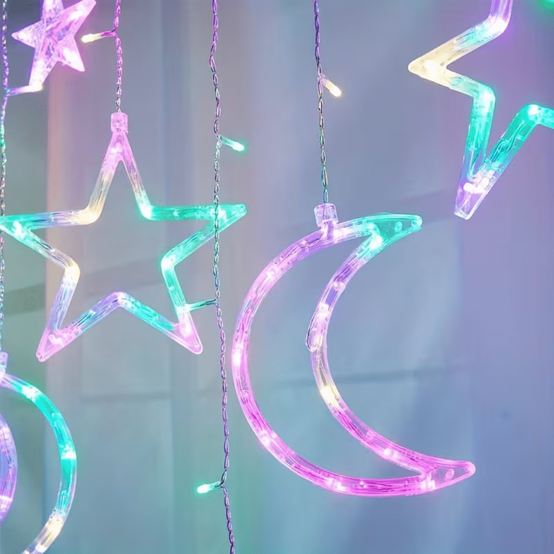 11.5 Foot Decorative Starry Sky String Screen Light, Moon And Star Led Night Light Suitable For Home Decoration Parties, Usb Power Supply, Multi Colored