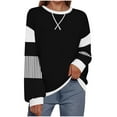 thumbnail image 1 of Besolor Chandails en Molleton Surdimensionnés pour Femmes Col Rond Manches Longues Décontracté Ample Blouse Automne, 1 of 4