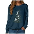 thumbnail image 4 of Kaprioy Sweatshirts for Women Snow Tree Prints Fall Fashion Clothing Long Sleeve Shirt Christmas Gift Pullover Tops Navy, L, 4 of 6