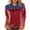#258-Red, variant on Women's Denim Velvet Blouse Raglan Three Quarter Sleeve Patchwork Design Casual Chic Style