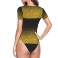 thumbnail image 4 of Haiem Gold Glitter Gradient Women's Crew Neck Short Sleeve Bodysuit Tops Stretchy Slim Basic-Medium, 4 of 9