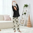 thumbnail image 6 of Dailycode Women's Pajama Pants Wide Leg Lounge Pj Bottoms With Pockets Vintage Eyes and Flower, 6 of 7