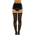 thumbnail image 6 of ToBeInStyle Women's Opaque Thigh High with Fashion Diamond Backseam & Bow - Black - One Size, 6 of 7