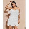 thumbnail image 5 of Women's Sequin Cocktail Dresses 1920s Flapper Dress Gatsby Fringe Mini Dresses Feather Prom Party Dress, 5 of 6