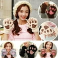 thumbnail image 3 of Douhoow Women Cat Claw Paw Plush Mittens Warm Soft Plush Half Finger Fluffy Gloves, 3 of 4