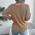 thumbnail image 3 of Women's Pullover Sweater Pullover Jumper Jumper Ribbed Cable Knit Knitted Thin Solid Color Crew Neck Stylish Casual Daily Going Out Fall Winter White, 3 of 5