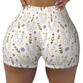thumbnail image 2 of Picia Purple Flower Rabbit Printed Workout Shorts for Women Seamless Scrunch Butt Lifting High Waisted Yoga Gym Booty Running Moisture-wicking Short Pants-Medium, 2 of 9
