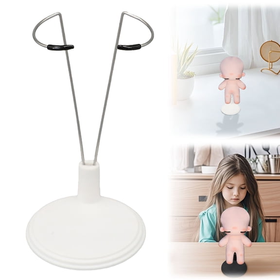 VogueV Adjustable White Doll Stand for 8" Figurines, Stable 2.6" Base with Soft Rubber Grip, Collector Display Prop for Photos & Shelves, One Base   One Bracket