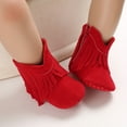 thumbnail image 5 of Wancir Baby Girl Cowboy Tassel Boots Side Zipper Non Slip Stay On Booties Infant Toddler First Walker Warm Winter Crib Shoes 12-36 Months, 5 of 5