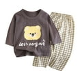 thumbnail image 2 of Wavsuf Toddler Kids Kid Girls Boys' Casual Long Sleeve Casual Loungewear Thin Home Clothing Two Piece Set Gray Size 12-18 Months, 2 of 3