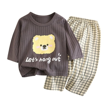 

Fesfesfes Boys Summer Outfits Toddler Kids Kid Girls Boys Casual Long Sleeve Casual Loungewear Thin Home Clothing Two Piece Set 4-5 Years