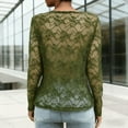 thumbnail image 7 of LEBONYARD Women's Trendy V-Neck Solid Colored Chic Lace Hollow-out Long Sleeve See-Through Slim Regular Base Layer Pullover Fashion Button Tops, 7 of 7