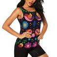 thumbnail image 2 of Fotbe Colorful Floral2 Womens Loose Fit Casual Flowy Slim-Fit Tank Tops Athletic Round Neck Trendy Sleeveless Summer Tops for Gym and Yoga-Large, 2 of 7