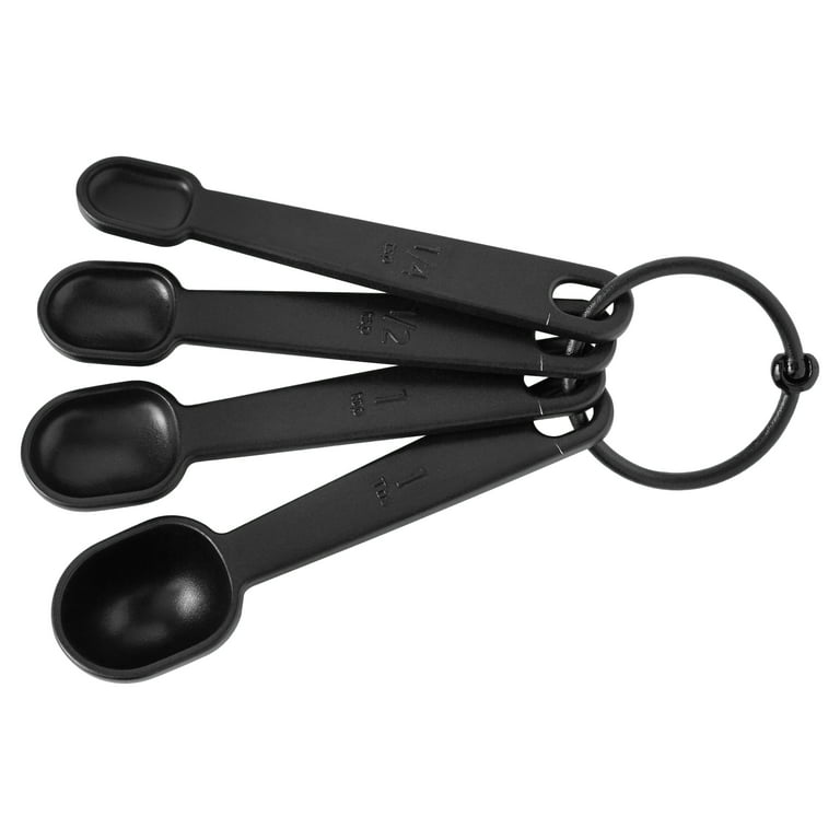 Sets of 8 Black Plastic Measuring Cups & Spoons Made in USA 
