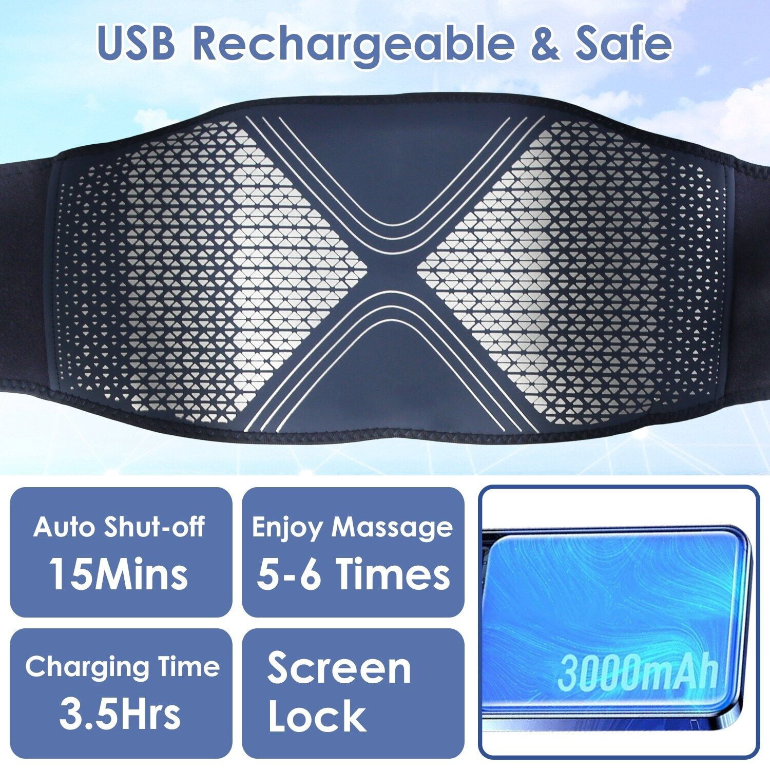 iMounTEK Cordless Heating Pad with Massager Portable Lower Back Massager Gifts for Mom Dad